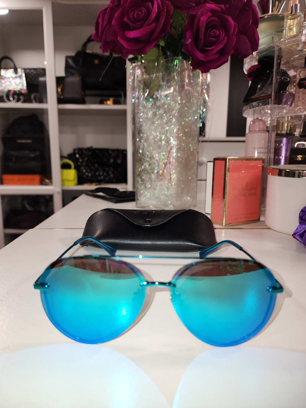 Diff Eyewear Lenox Blue Mirrored Round Women's Sunglasses With Case Brand New